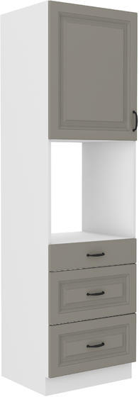 Vysoká skříň na troubu se šuplíky PREMIUM BOX 60 DPS-210 3S 1F STILO bílý/ClayGrey MDF.  - 1
