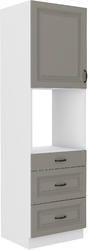 Vysoká skříň na troubu se šuplíky PREMIUM BOX 60 DPS-210 3S 1F STILO bílý/ClayGrey MDF. - 1/4