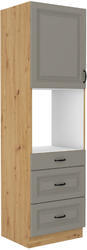 Vysoká skříň na troubu se šuplíky PREMIUM BOX 60 DPS-210 3S 1F STILO artisan/ClayGrey MDF. - 1/4