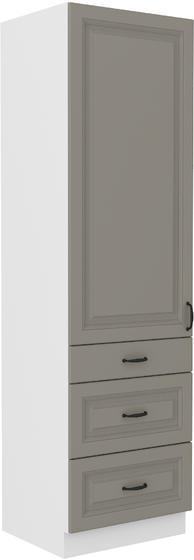 Vysoká potravinová skříň se šuplíky PREMIUM BOX 60 DKS-210 3S 1F STILO bílý/ClayGrey MDF.  - 1