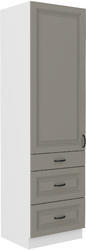 Vysoká potravinová skříň se šuplíky PREMIUM BOX 60 DKS-210 3S 1F STILO bílý/ClayGrey MDF. - 1/4