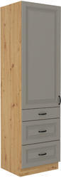Vysoká skříň na troubu se šuplíky PREMIUM BOX 60 DKS-210 3S 1F STILO artisan/ClayGrey MDF. - 1/4
