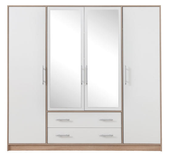 Šatní skříň SMART SRL1 se zrcadlem, dub sonoma / bílá lux, 200 cm  - 1