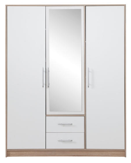 Šatní skříň SMART SRL2 se zrcadlem, dub sonoma / bílá lux, 150 cm, skladem  - 1
