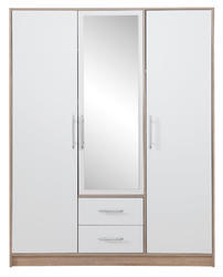 Šatní skříň SMART SRL2 se zrcadlem, dub sonoma / bílá lux, 150 cm, skladem - 1/4