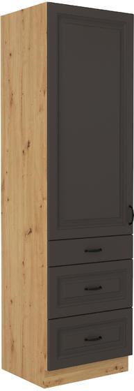 Vysoká potravinová skříň se šuplíky PREMIUM BOX 60 DKS-210 3S 1F STILO artisan/grafit MDF  - 1