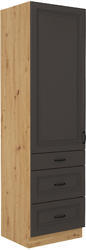 Vysoká potravinová skříň se šuplíky PREMIUM BOX 60 DKS-210 3S 1F STILO artisan/grafit MDF - 1/4