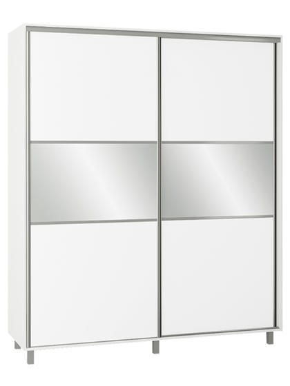 Skříň šatní bílý lesk se zrcadlem v.240 cm - š. 180 cm - 1