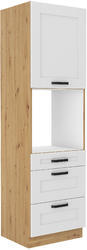 Vysoká skříň na troubu se šuplíky PREMIUM BOX LUNA artisan/bílá matná MDF 60 DPS-210 3S 1F - 1/4