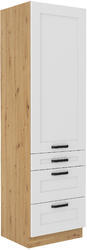 Vysoká potravinová skříň se šuplíky PREMIUM BOX LUNA artisan/bílá matná MDF 60 DKS-210 3S 1F - 1/4