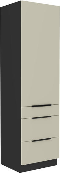 Vysoká potravinová skříň se šuplíky Premium Box 60 DKS-210 3S1F Arona černá matná / kašmír  - 1