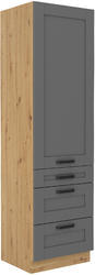 Vysoká potravinová skříň se šuplíky PREMIUM BOX LUNA artisan/dustgrey MDF 60 DKS-210 3S 1F - 1/4