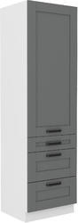Vysoká potravinová skříň se šuplíky PREMIUM BOX LUNA bílá/dustgrey MDF 60 DKS-210 3S 1F - 1/4