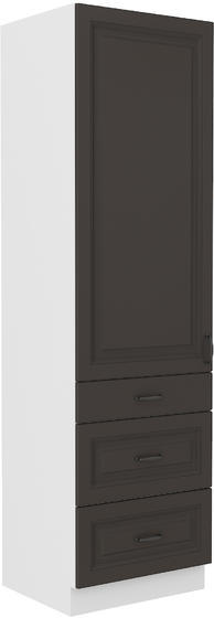 Vysoká potravinová skříň se šuplíky PREMIUM BOX  60 DKS-210 3S 1F STILO bílá/grafit MDF  - 1