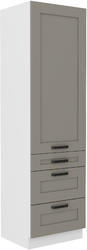 Vysoká potravinová skříň se šuplíky PREMIUM BOX  LUNA bílá/claygrey MDF 60 DKS-210 3S 1F - 1/4