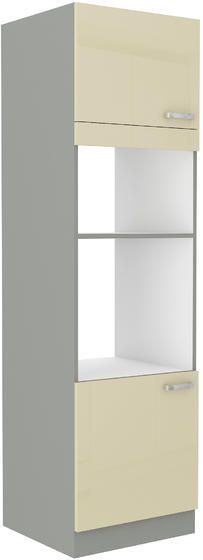 Vysoká skříň na vestavěnou troubu a mikrovlnku KARMEN krémový lesk / šedá 60 DPM-210 2F  - 1