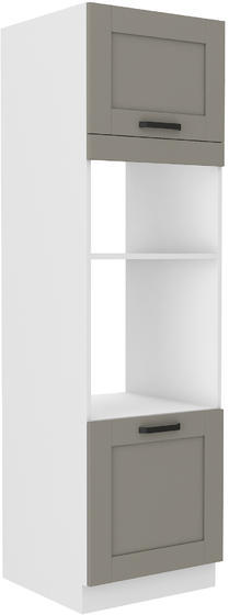 Vysoká skříň na vestavnou troubu a mikrovlnku LUNA bílá/claygrey MDF 60 DPM-210 2F  - 1