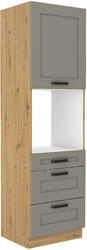 Vysoká skříň na troubu se šuplíky PREMIUM BOX LUNA artisan/claygrey MDF 60 DPS-210 3S 1F - 1/4