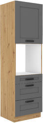 Vysoká skříň na troubu se šuplíky PREMIUM BOX LUNA artisan/dustgrey MDF 60 DPS-210 3S 1F - 1/4