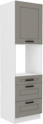 Vysoká skříň na troubu se šuplíky PREMIUM BOX LUNA bílá/claygrey MDF 60 DPS-210 3S 1F - 1/4