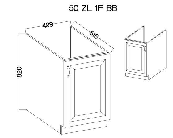 Spodní skříňka pod dřez 50 D ZL 1F BB STILO bílá/grafit MDF  - 2