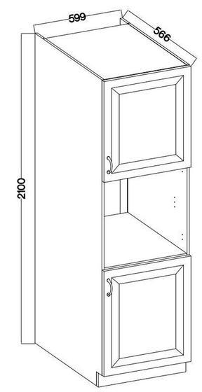 Vysoká skříň na vestavěnou troubu LARA cappuccino lesk, 60 DP-210 2F  - 2