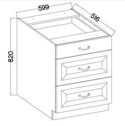 Spodní skříňka LARA bílá lesk, 60 D 3S BB, šuplíky Premium Box - 2/3
