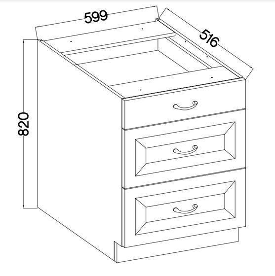 Spodní skříňka se šuplíky PREMIUM BOX 60 D 3S BB STILO bílé/DustGrey MDF  - 2