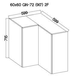 Horní skříňka rohová LARA šedá lesk, 60 x 60 GN-72 2F (90°) - 2/2