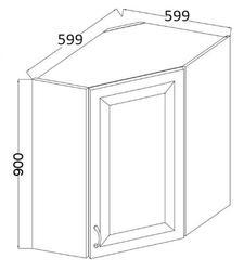 Horní skříňka rohová LUNA artisan/claygrey MDF 60 x 60 GN-90 1F 45° - 2/3