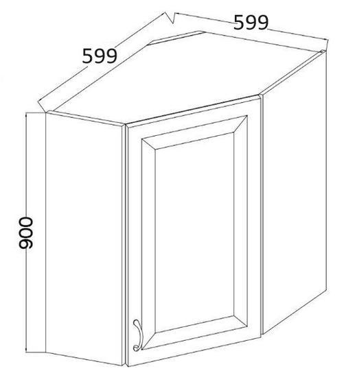 Horní skříňka rohová LUNA artisan/bílá matná MDF 60 x 60 GN-90 1F 45°  - 2