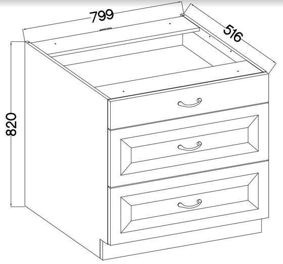 Spodní skříňka se šuplíky PREMIUM BOX 80 D 3S BB STILO artisan/DustGrey  MDF  - 2