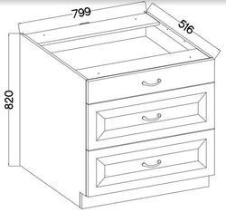 Spodní skříňka se šuplíky PREMIUM BOX 80 D 3S BB STILO artisan/DustGrey  MDF - 2/3