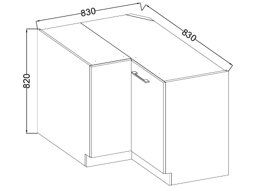 Rohová spodní skříňka GREY šedý lesk / šedá 89x89 ND 1F BB  - 2