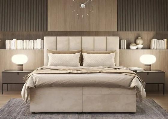 Čalouněná postel boxspring Delta 180 x 200 cm + topper, šedá skladem  - 2