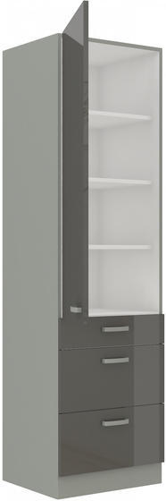 Vysoká potravinová skříň se šuplíky PREMIUM BOX 60 DKS-210 3S 1F ARTISAN bílý lesk / dub artisan  - 2