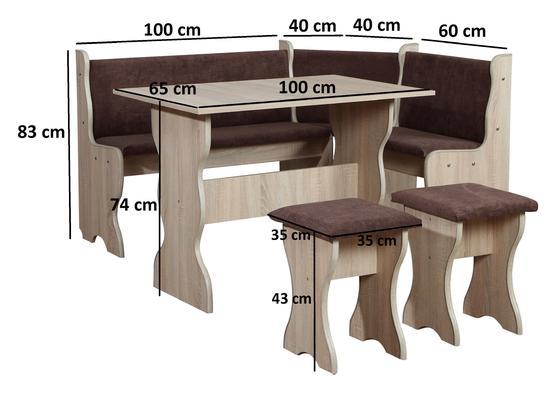Pouze jídelní lavice MARIO v kombinací dubu sonoma a hnědé látky  108 x 148 cm  - 2