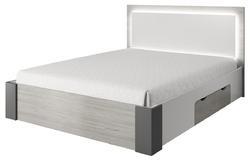 Moderní a designová ložnice HELIOS, 203 skříň, 160 postel, 2 x noční stolky, v bílé kombinace z dubem kalhult - 2/5