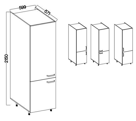 Vysoká lednicová skříň na nožičkách 60 LO-215 2F NESSA antracit  - 2