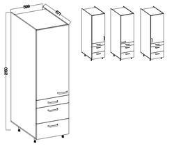 Vysoká potravinová skříň na nožičkách se šuplíky PREMIUM BOX 60 DKS-215 3S1F SCANDI jedle/antracit - 2/7