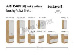 Kuchyňská linka ARTISAN bílý lesk, Sestava E, 350 cm - 2/2