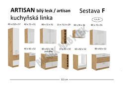 Kuchyňská linka ARTISAN bílý lesk, Sestava F, 315 cm - 2/4