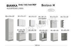Kuchyňská linka BIANKA, 350 sestava H bílý lesk / šedá - 2/2
