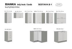 Kuchyňská linka BIANKA, rohová sestava B-1 bílý lesk / šedá 129 x 169 cm - 2/2