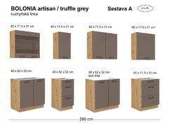 Kuchyňská linka BOLONIA artisan/truffle grey, Sestava A, 260 cm - 2/4