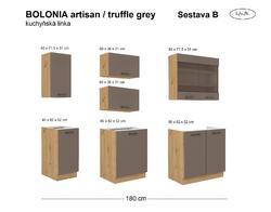 Kuchyňská linka BOLONIA artisan/truffle grey, Sestava B, 180 cm - 2/4