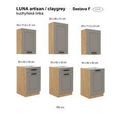 Kuchyňská linka LUNA artisan/claygrey MDF, Sestava F, 150 cm - 2/2