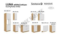 Kuchyňská linka LUNA artisan/bílá MDF, Rohova sestava D, 170x285 cm - 2/2