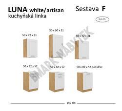 Kuchyňská linka LUNA artisan/bílá MDF, Sestava F, 150 cm - 2/2