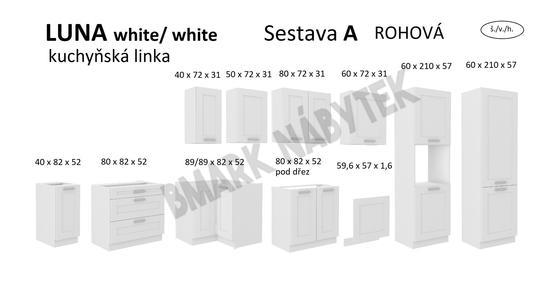 Kuchyňská linka LUNA bílá/bílá matná MDF, Rohová sestava A, 210x350 cm  - 2